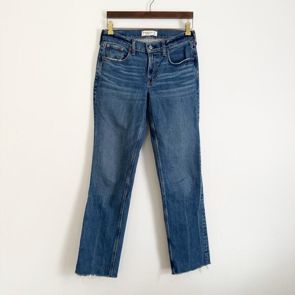 ABERCROMBIE The 90s Straight Mid Rise Jeans Dark Wash 26 - Picture 4 of 11